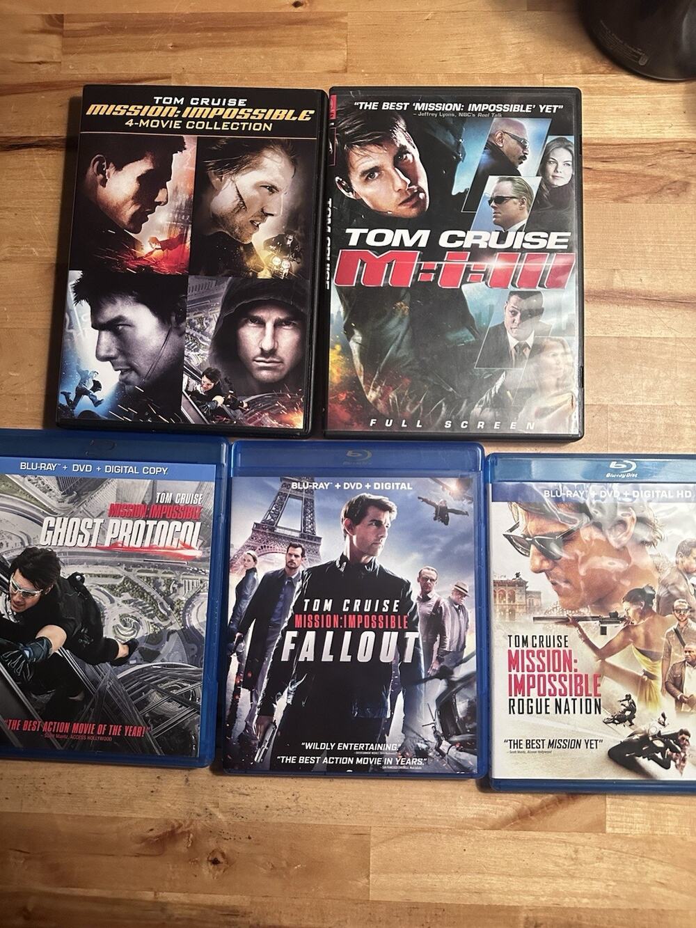 Mission Impossible 1-6 Movie DVD Blu Ray Lot Tom Cruise Ghost Protocol Fallout